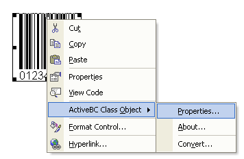 Word and Barcode ActiveX properties