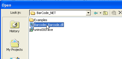 select the file Barcodes.Barcode.dll