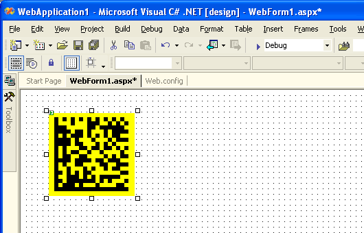 Adjust the datamatrix bar code properties.