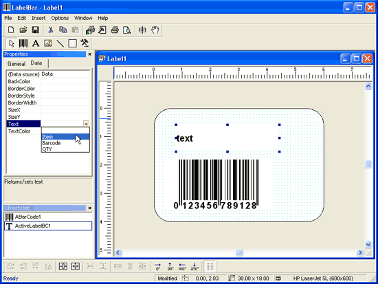 Link the Excel columns with barcode
