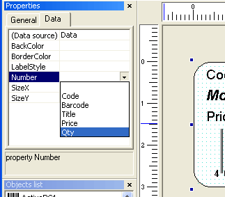 link the label object to the data source fields