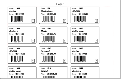 Printing the labels from the data source. Click here to enlarge picture.