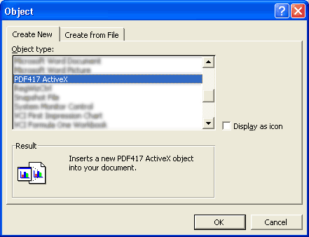 PDF417 Barcode ActiveX selector