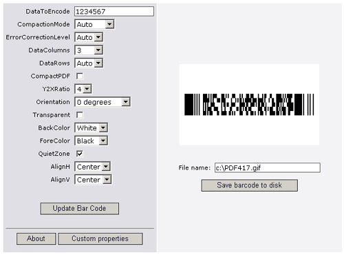 How to embed PDF417 bar code into MS Internet Explorer