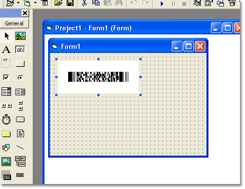 PDF417 Barcode ActiveX on the Visual Basic form