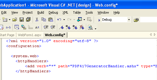 Insert PDF417 barcode HTTP handler