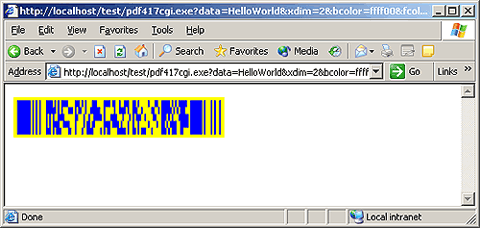 Using PDF417 CGI barcode generator