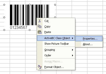 Excel and Barcode ActiveX properties