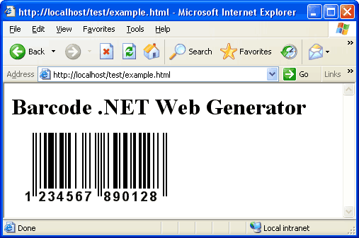 Barcode in the Microsoft Internet Explorer