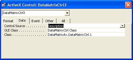 DataMatrix Barcode ActiveX embeded in Access