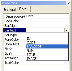 Link the data source to a barcode text property