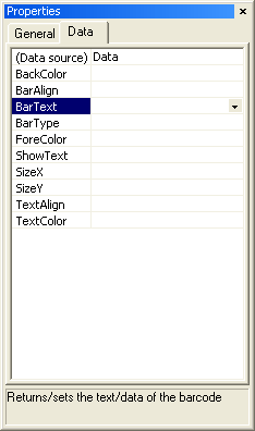 Object properties window. Data linking.