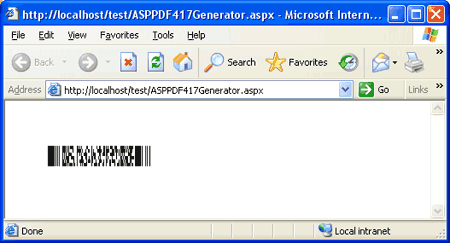 PDF417 in the Microsoft Internet Explorer