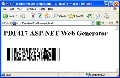 PDF417 in the Microsoft Internet Explorer. Using HTML.
